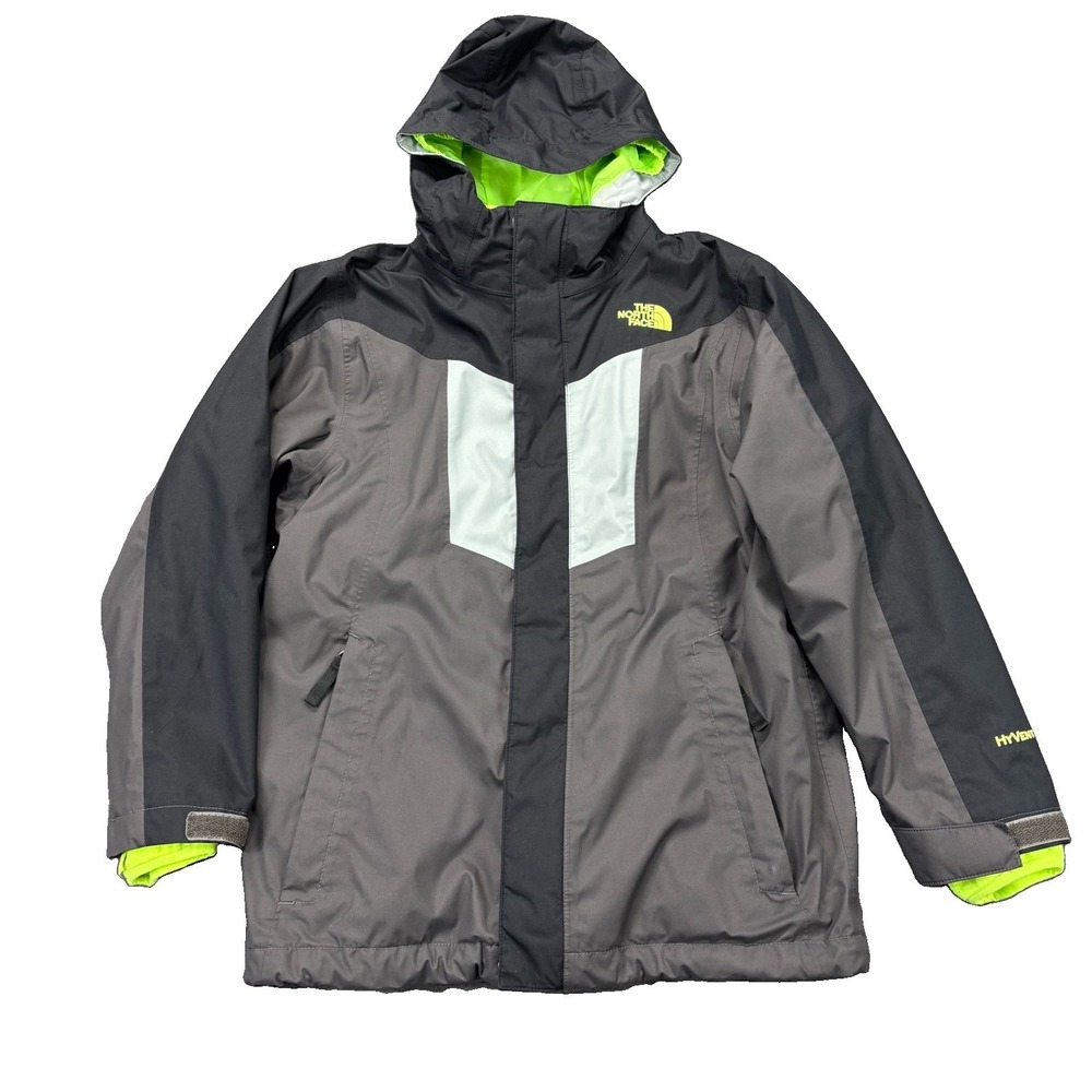 The North Face Hyvent Jacket Boys M Hooded Rain Coat Windbreaker Full Zip Lined